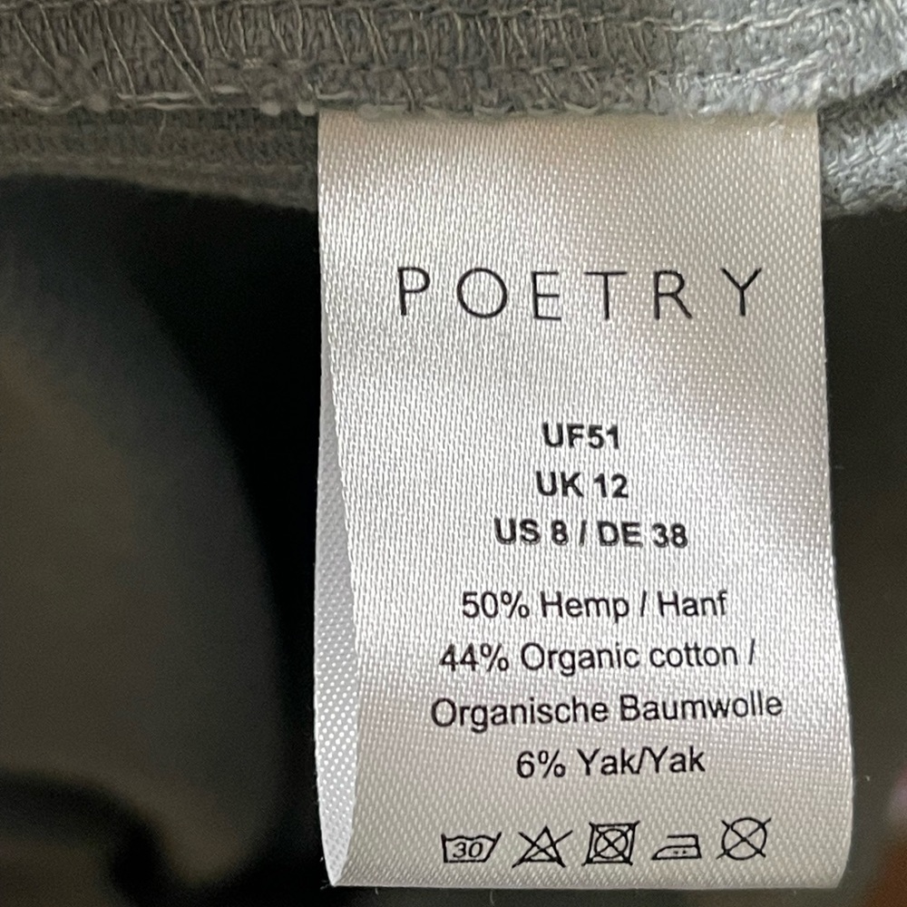 POETRY Hemp-Organic Cotton-Yak Yak funnel neck corduroy top. Size 8 GUC - Picture 8 of 10